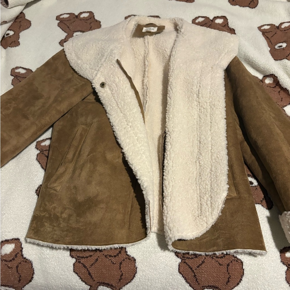 a.n.a Brown Teddy Jacket with Cream Lining
